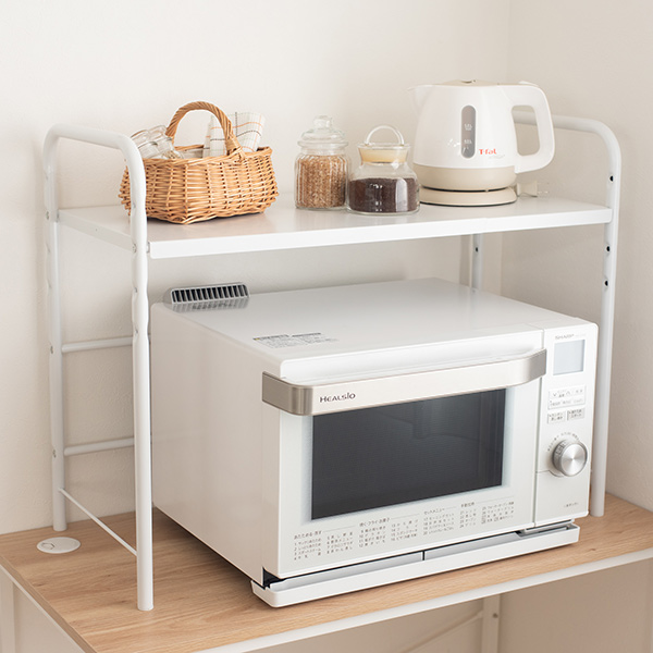 レンジ上ラック ワイドタイプ 幅 高さ伸縮タイプ スチール製 組立式 レンジラック キッチン収納 レンジ上収納 オーブンラック トースの通販はau Pay マーケット リビングート
