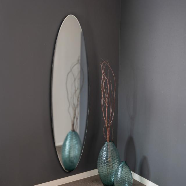 ミラー 壁掛け ウォールミラー 40×145cm オーバル （ 鏡 おしゃれ 壁掛け鏡 シンプル 洗面台 インテリア 飛散防止 玄関 リビング かがみ 北欧 ドレッサー メイク鏡 壁掛けミラー 賃貸 トイレ 洗面鏡 壁面ミラー 吊り下げ ）の通販は