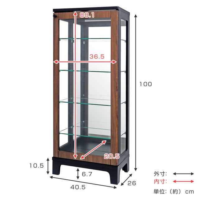 コレクションキャビネット キャスター ガラス バックミラー CC-4503WH ...