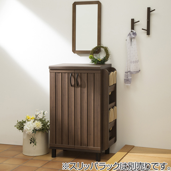 下駄箱 ルーバー扉 ガルバートン 幅約60cm （ シューズボックス スリム シューズラック 玄関収納 おしゃれ 靴 長靴 ブーツ 収納 開き戸 幅60 和風 洋風 通気性 棚調節可能 ナチュラル 家具 木目 シンプル ）_4