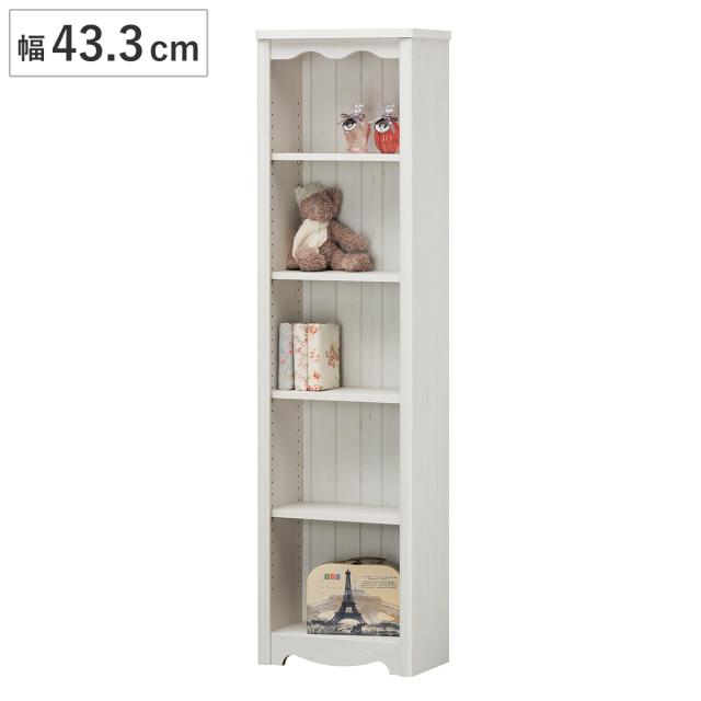 オープンラック 幅43.3cm 5段 モンシェリーヌ 白家具 木製 （ 本棚