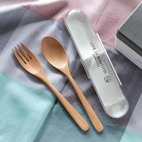 コンビセット LIFE IS BEAUTIFUL 木製カトラリーセット L 18cm