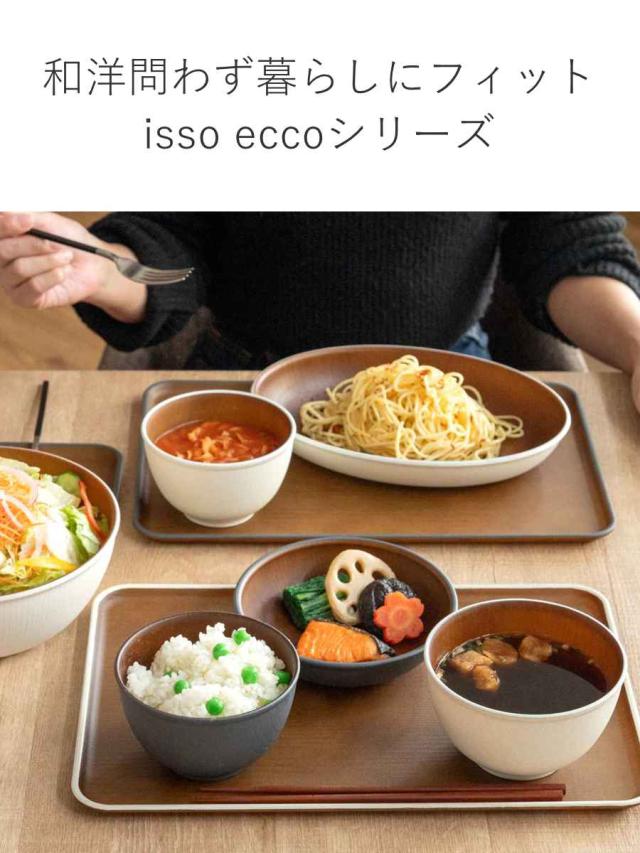 ランチプレート 24cm 木目調 isso ecco 同色5枚セット （ 食洗機対応 電子レンジ対応 中皿 お皿 仕切り皿 ランチ皿 防汚性 撥水性 軽い 割れにくい クリーンコート加工 ナチュラル 2つ仕切り ランチ おしゃれ ）