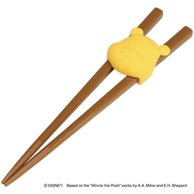 トレーニング箸 16.5cm ホルダー付き くまのプーさん プラスチック （ おけいこ箸 躾箸 躾け箸 練習箸 箸 はし 持ち方 練習 子供 子ども キッズ お箸 右左兼用 滑り止め加工 キャラクター プーさん ）
