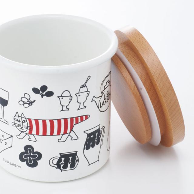 保存容器 ホーローキャニスター木蓋 750ml （ リサラーソン マイキー