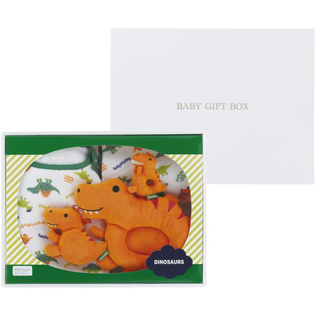 ギフトセット タオル スリーパー ガラガラ ぬいぐるみ 枕 ベビー お休みセット ディノサウルス （ 出産祝い ギフト セット 恐竜 プレゼント きょうりゅう ハンカチ おくるみ おもちゃ まくら 綿100％ 赤ちゃん 男の子 ）の通販は 8,184円