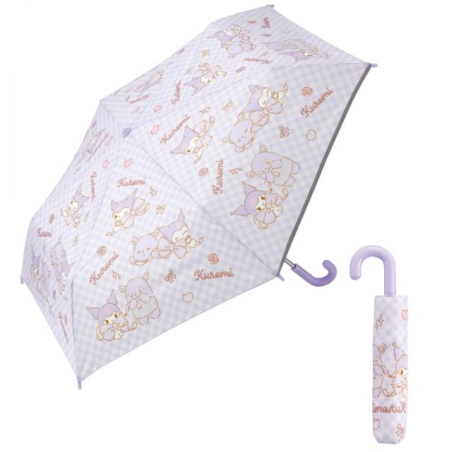 雨傘 折りたたみ傘 55cm 手開き クロミ ビックリボン （ サンリオ くろみ 折り畳み 携帯 コンパクト 子ども 小学生 キッズ ジュニア 幼児 雨具 置き傘 レイングッズ グラスファイバー 通園 通学 保育園 幼稚園 反射テープ 軽量 丈夫 ）