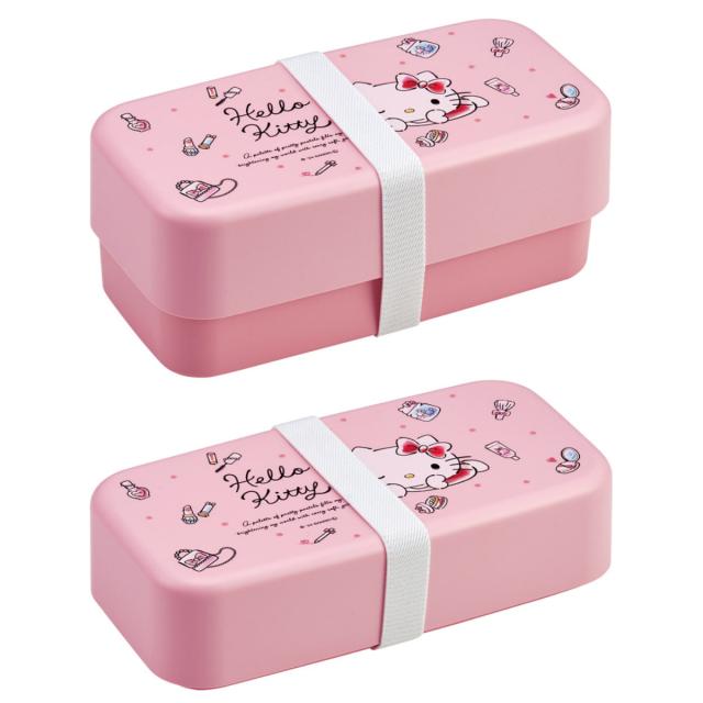 弁当箱 2段 1L カトラリー付ランチボックス キティ 水彩コスメ
