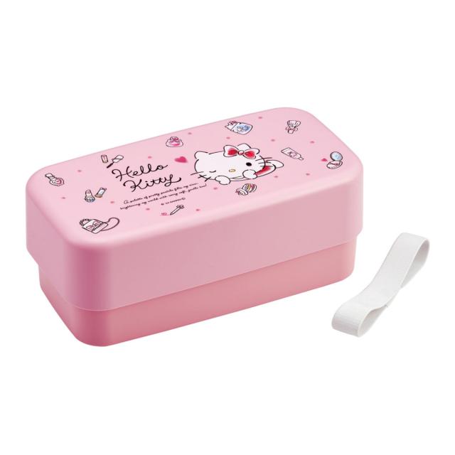 1202 ハローキティ弁当箱セット 弁当箱 2段 1L カトラリー付ランチボックス キティ 水彩コスメ