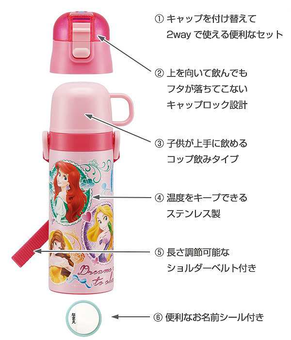 水筒 ステンレス 直飲み コップ 2way ディズニープリンセス 430ml 軽量 子供 保温 保冷 幼稚園 保育園 ステンレスボトル キャラクターの通販はau Pay マーケット お弁当グッズのカラフルbox