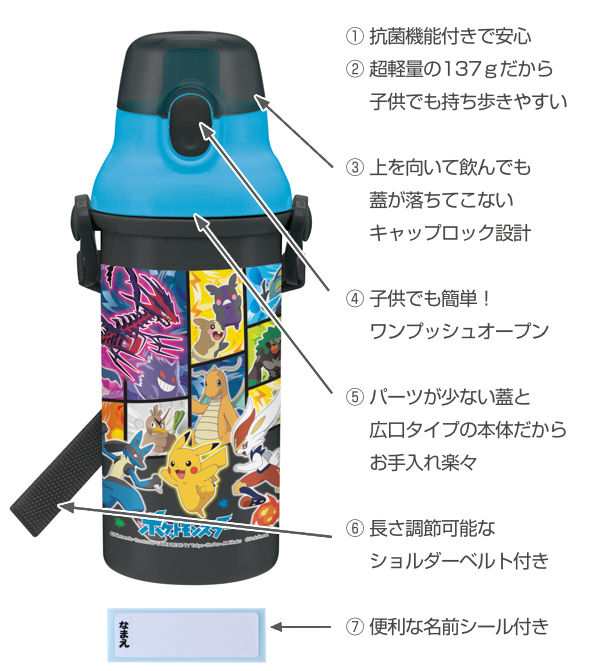 水筒 抗菌 プラスチック 直飲み ポケットモンスター 軽量 480ml キッズ ポケモン 食洗機対応 直のみ すいとう 子供 幼稚園 保育園 子の通販はau Pay マーケット お弁当グッズのカラフルbox