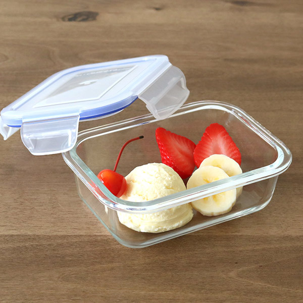 保存容器 ガラス製 350ml 長方形 パチッとロック （ オーブン 冷凍 食
