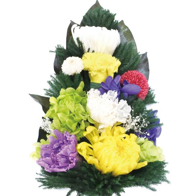 仏花 供え花 プリザーブド仏花 麗蘭大 プリザーブドフラワー （ 造花 ブリザードフラワー 枯れない 仏壇 お供え 花 フェイクフラワー 日本製 供花 御供え 枯れない花 水換え不要 夏 人工 お盆 お彼岸 お墓 法要 法事 仏具 ）
