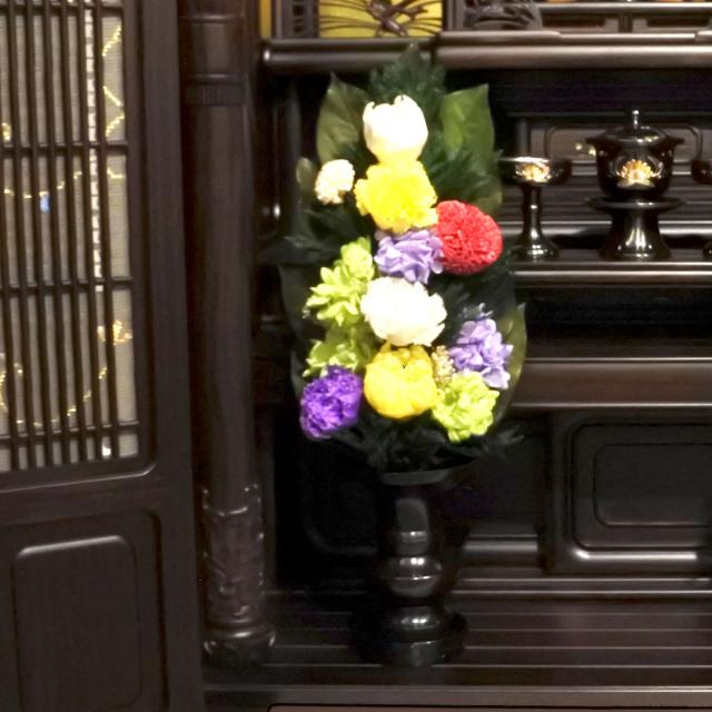 仏花 供え花 プリザーブド仏花 麗蘭大 プリザーブドフラワー （ 造花 ブリザードフラワー 枯れない 仏壇 お供え 花 フェイクフラワー 日本製 供花 御供え 枯れない花 水換え不要 夏 人工 お盆 お彼岸 お墓 法要 法事 仏具 ）