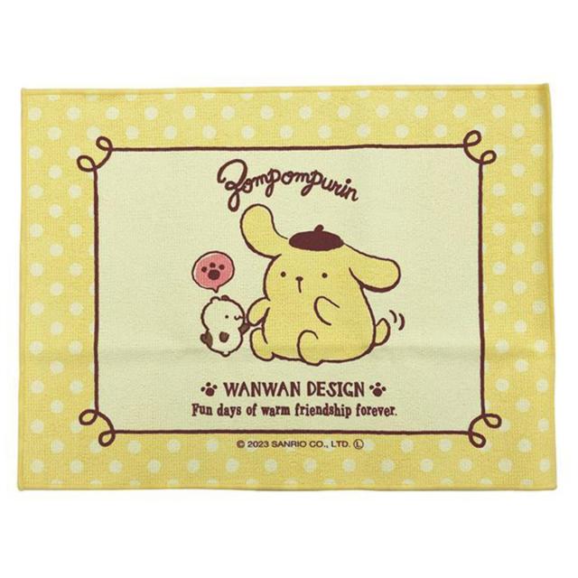水切りマット 吸水ランチョンマット ポムポムプリン （ 吸水水切りマット 40×30cm 日本製 キャラクター 吸水マット ランチョンマット 水切り用マット 吸水 ディッシュマット キッチン 食器置き 食べこぼし かわいい サンリオ ）