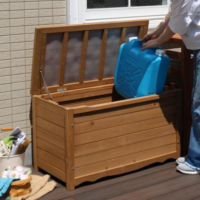 ガーデンベンチ 天然木製ボックスベンチ M 幅86cm （ ベンチ 木製 屋外 物置き 屋外収納 ウッドチェア 天然木 庭先 ガーデンファーニチャー 木製ベンチ 屋外物置 木製物置 ベランダ 庭 バルコニー 収納 ラック 椅子 長椅子 ）_16