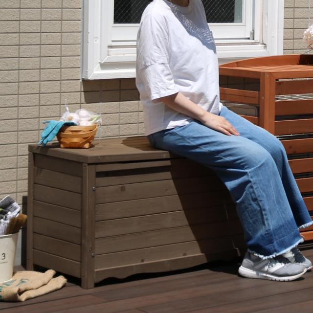 ガーデンベンチ 天然木製ボックスベンチ M 幅86cm （ ベンチ 木製 屋外 物置き 屋外収納 ウッドチェア 天然木 庭先 ガーデンファーニチャー 木製ベンチ 屋外物置 木製物置 ベランダ 庭 バルコニー 収納 ラック 椅子 長椅子 ）_17