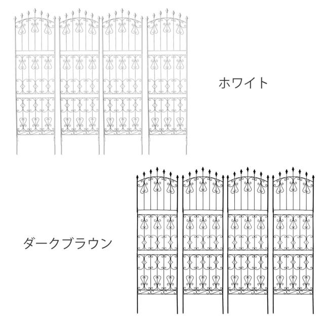 フェンス アイアン ローズフェンス 高さ220cm ハイタイプ 4枚組 （ ガーデンフェンス インテリア ガーデニング雑貨 アンティーク おしゃれ ガーデニング スチール ディスプレイ オブジェ 置物 庭 ガーデングッズ ）_2