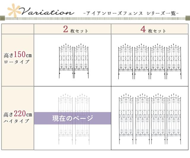 フェンス アイアン ローズフェンス 高さ219cm 2枚組 （ ガーデンフェンス インテリア ガーデニング雑貨 アンティーク おしゃれ ガーデニング スチール ディスプレイ オブジェ 置物 庭 ガーデングッズ ）_10