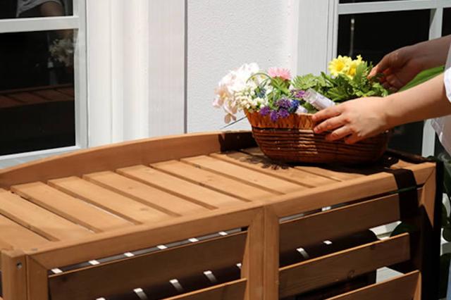 室外機カバー 逆ルーバー AIRNA エアナ 天然木 幅108cm （ 大型 室外機 カバー 木製 大 日よけ フロントルーバー 大型サイズ 省エネ エアコンカバー ルーバー ベランダ 屋外 木 室外機ルーバー 排気対策 目隠し ）_9