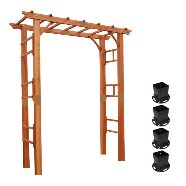 アーチ 天然木製フレックスパーゴラアーチ 幅190cm 平地金具セット （ セット パーゴラ ガーデンアーチ 門 子供 外 木製アーチ おしゃれ かわいい バルコニーアーチ ガーデニング 目隠し ウッドデッキ 庭 屋外 玄関 木製 簡易 ）の通販は 35,800円