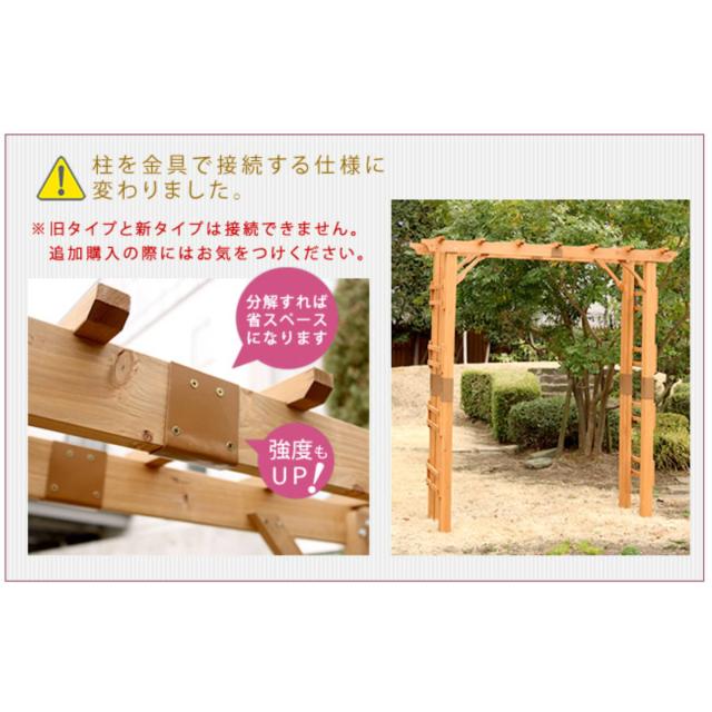 アーチ 天然木製フレックスパーゴラアーチ 幅190cm 埋め込み金具セット 3台組 （ セット パーゴラ ガーデンアーチ 門 子供 外 木製アーチ おしゃれ かわいい バルコニーアーチ ガーデニング 目隠し ウッドデッキ 庭 屋外 玄関 木製 ）_13