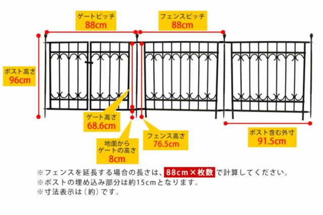 フェンス パークアベニュー フェンス基本セット （ ガーデンフェンス スチール ガーデンゲート 柵 園芸 エクステリア 雑貨 花壇 庭 ベランダ バルコニー ガーデニング アイアンガーデンフェンス ）_3