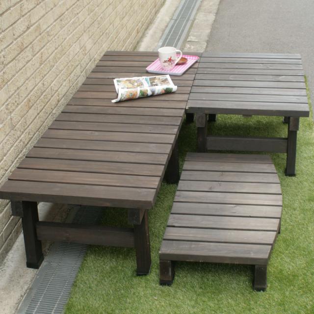 デッキ縁台 180×58 3点セット ウッドデッキ （ ガーデンデッキ 天然木 天然木デッキ DIY 2台 縁台 ぬれ縁 踏み台 掃き出し窓 連結 杉材 木製 バルコニー 庭 エクステリア 外構 簡単 ウッド デッキ ）_14