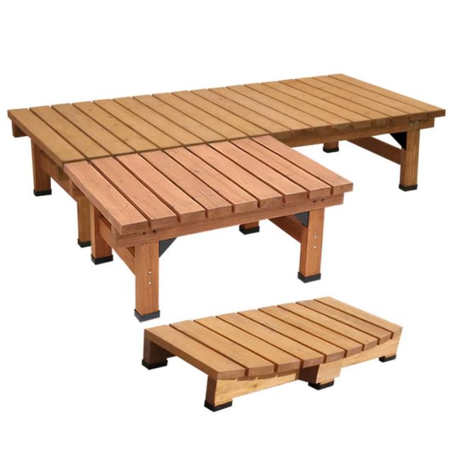 デッキ縁台 180×58 3点セット ウッドデッキ （ ガーデンデッキ 天然木 天然木デッキ DIY 2台 縁台 ぬれ縁 踏み台 掃き出し窓 連結 杉材 木製 バルコニー 庭 エクステリア 外構 簡単 ウッド デッキ ）_18