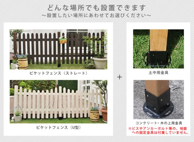 フェンス ピケットフェンス ストレート 基本セット 平地用 （ ガーデンフェンス 木製フェンス ガーデニング雑貨 木製 おしゃれ ガーデニング ウッドフェンス 天然木 仕切り 庭 柵 ガーデングッズ 目隠し 侵入防止 ）_12