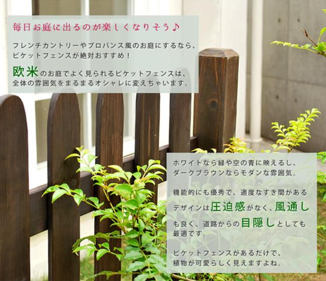 フェンス ピケットフェンス ストレート 基本セット 平地用 （ ガーデンフェンス 木製フェンス ガーデニング雑貨 木製 おしゃれ ガーデニング ウッドフェンス 天然木 仕切り 庭 柵 ガーデングッズ 目隠し 侵入防止 ）_5