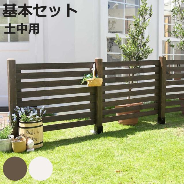 フェンス ボーダーフェンス スプレッド 基本セット 土中用 （ ガーデンフェンス 木製フェンス ガーデニング雑貨 木製 おしゃれ ガーデニング ウッドフェンス 天然木 仕切り 庭 柵 ガーデングッズ 目隠し 侵入防止 ）の通販は