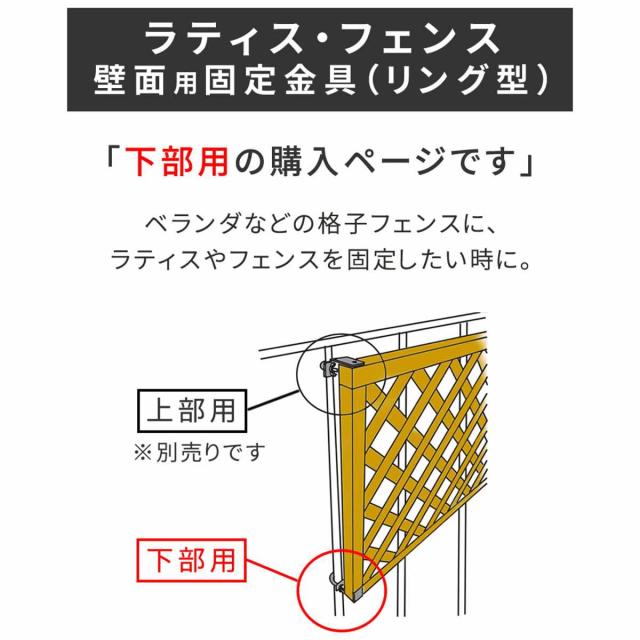 固定金具 壁面用 リング型 下部 ラティス フェンス 20個 （ 部品 金具 固定 固定用 パーツ ラティス用 フェンス用 取り付け 下部用 バルコニーフェンス ガーデニング 目隠し ガーデンフェンス ガーデンラティス 簡易 ）_2