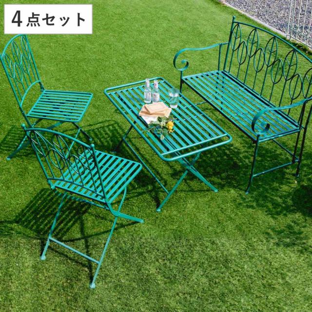 ローテーブル＆ベンチセット アイアン製 Sunny Leaf サニー