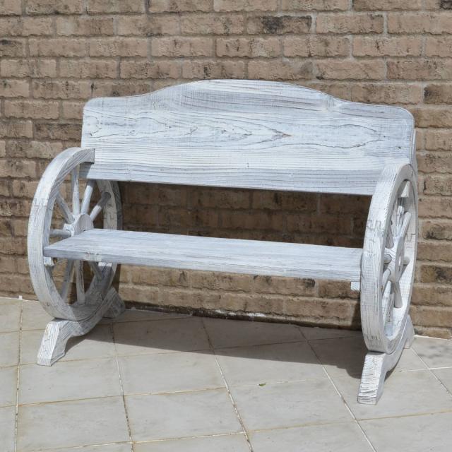 車輪ベンチ 幅110cm （ ベンチ 木製 屋外 ウッドチェア ウッドベンチ