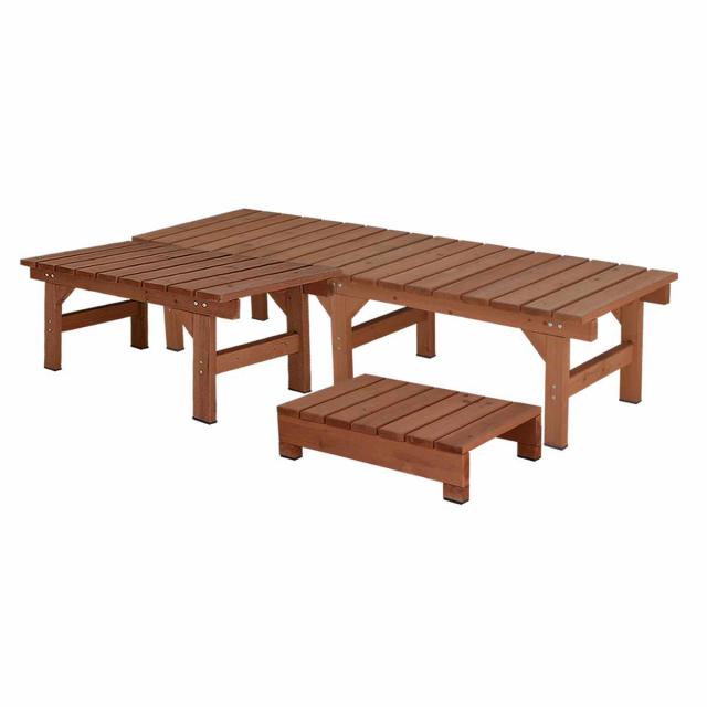 ユニット縁台ベンチ hiyori 連結3点セット 幅174×奥行55cm （ ガーデンデッキ ベンチ 木製 屋外 ウッドデッキ ウッドベンチ 庭 バルコニー 縁台 天然木 杉 庭先 ぬれ縁 踏み台 掃き出し窓 連結 ウッド デッキ おしゃれ ）_13