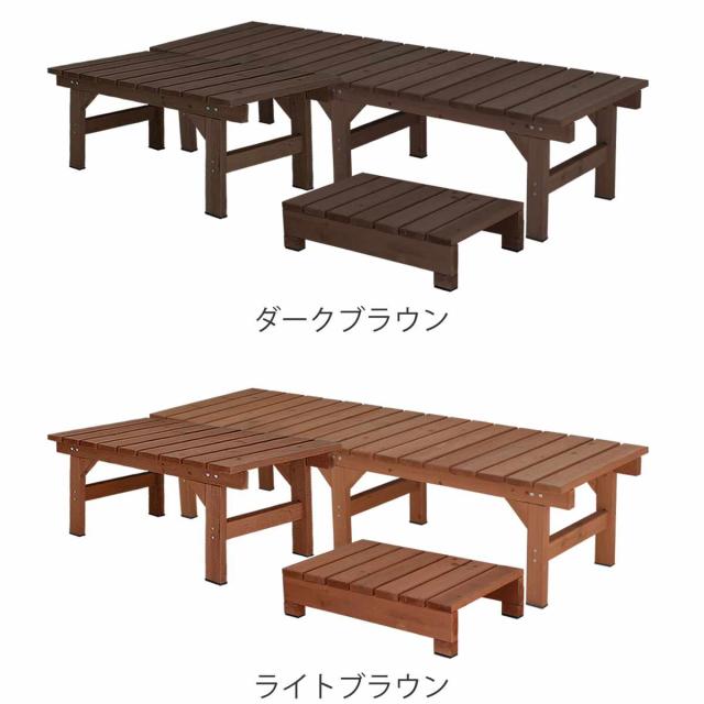ユニット縁台ベンチ hiyori 連結3点セット 幅174×奥行55cm （ ガーデンデッキ ベンチ 木製 屋外 ウッドデッキ ウッドベンチ 庭 バルコニー 縁台 天然木 杉 庭先 ぬれ縁 踏み台 掃き出し窓 連結 ウッド デッキ おしゃれ ）_2