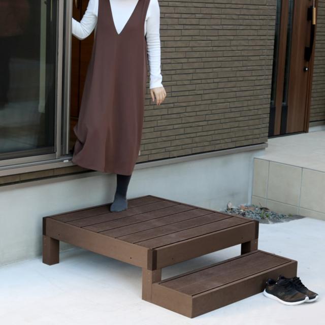 足つき 人工木材木甲板 ecofeel エコフィール （ 園庭甲板 人工木甲板 脂 DIY 一部分 ウッドパネル 踏み台 掃き出し窓 繋ぎ合わせる 人工用木 縁側 庭 外構 精神的な統合飾り気の無い 組みあわせ一部分 涼み台 ）