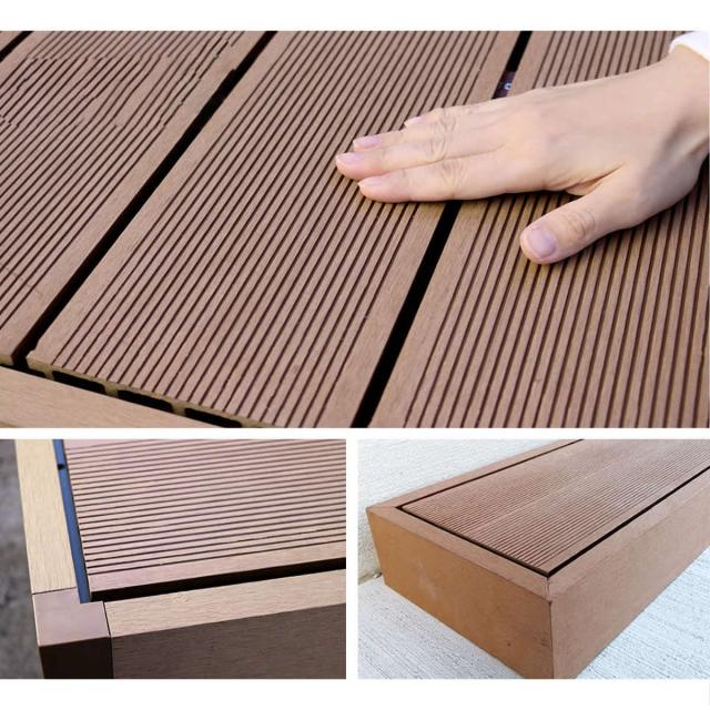 ステップ 人工木ウッドデッキ ecofeel エコフィール 2台セット （ ガーデンデッキ 人工木デッキ 樹脂 DIY パーツ ウッドパネル 踏み台 掃き出し窓 連結 人工木材 バルコニー 庭 外構 組立て簡単 組合せパーツ 縁台 ）の通販は