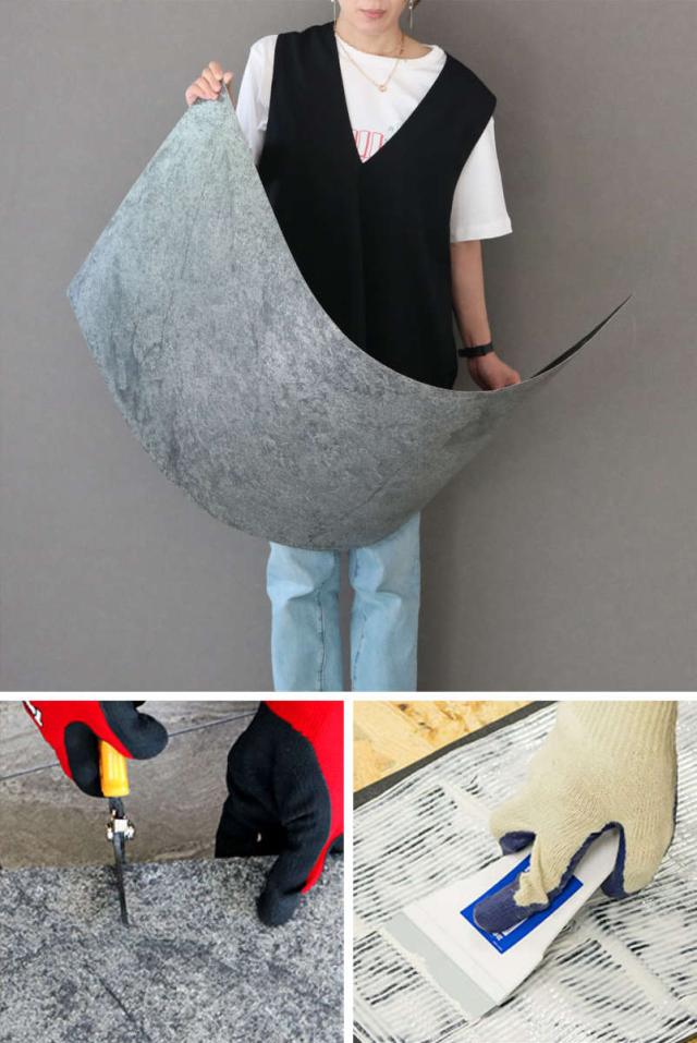 タイル DIY Stone 天然石タイル 122×61cm 8枚組 （ 壁紙タイル リメイクシート 壁用 石 ストーン 壁紙 立体 タイルシート 高級 石壁 天然石 リフォーム タイル壁紙 クロス 簡単 カット可能 8枚入り ）