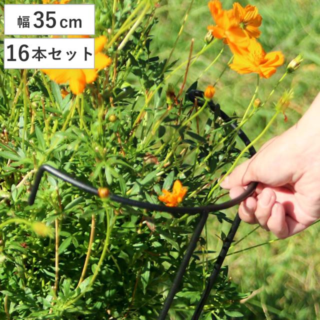 アイアン製植物サポーター幅35 16本セット （ 支柱 フラワースタンド 花壇 花 植物 支える サポーター 囲い アイアン 仕切り ガーデン サポート アイアンスタンド 屋外 花スタンド フラワーサポート 倒れ防止 連結 上部 ）