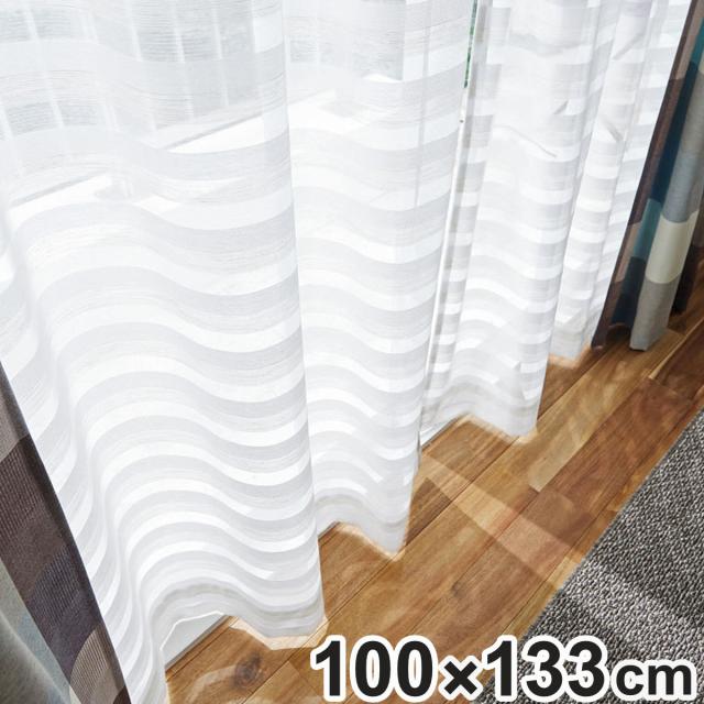 レースカーテン スミノエ コルネ クーシュ Couche 100×133cm （ レース カーテン 既製品 洗えるカーテン 1枚 ウォッシャブル インテリア 日本製 1.5倍ヒダ 洗濯できる 洗える 既成 ボーダー ）の通販は