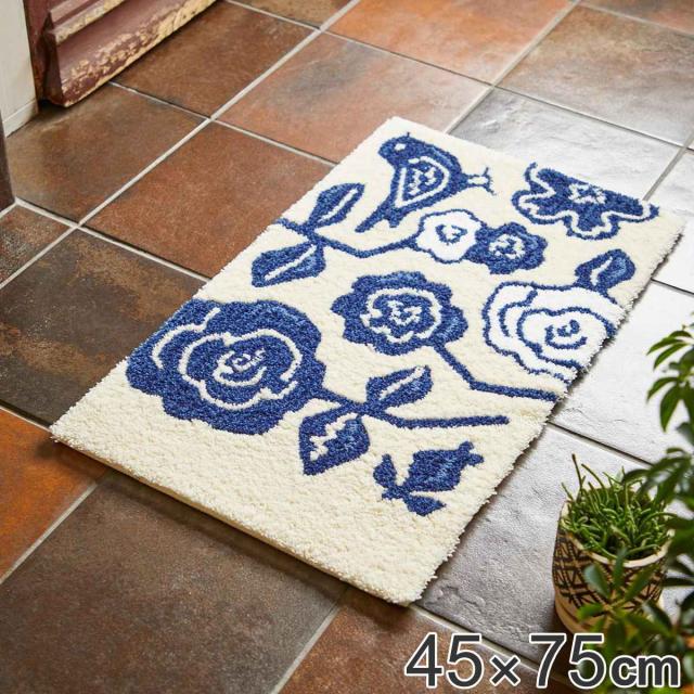 玄関マット 屋内用 45×75cm 厚さ1.0cm クコマット （ ドアマット 玄関 マット 屋内 洗える エントランスマット ホワイト ブルー 玄関雑貨 おしゃれ 玄関用品 ラバー 45cm 75cm 滑り止め 加工 北欧 ）