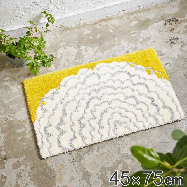 玄関マット 屋内用 45×75cm 厚さ1.0cm イハナマット （ ドアマット 玄関 マット 屋内 洗える 黄色 エントランスマット 玄関雑貨 おしゃれ 玄関用品 ラバー 45cm 75cm 滑り止め 加工 北欧 ）