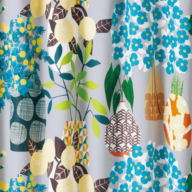 形状記憶加工の　フラワーパターン ドレープカーテン フラワーパターン ドレープカーテン 送料無料！】ラインフラワー柄遮光