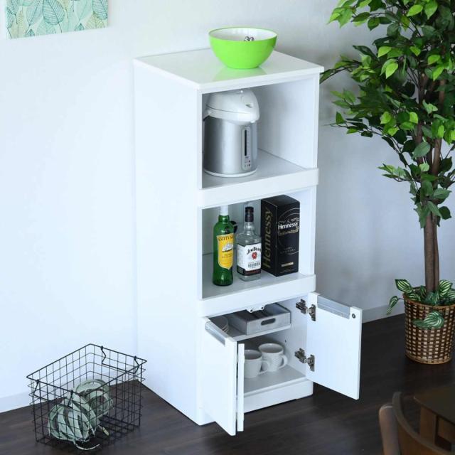 レンジ台 2段スライド グロスホワイト 完成品 幅49cm （ レンジ