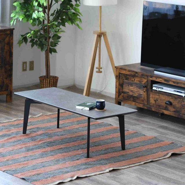 センターテーブル 幅120cm セラミック天板 サーブルツー （ 石目調 ストーン柄 ローテーブル リビングテーブル テーブル 熱 傷 汚れ 強い スタイリッシュ ホワイト 白 ブラック 黒 スチール脚 ）
