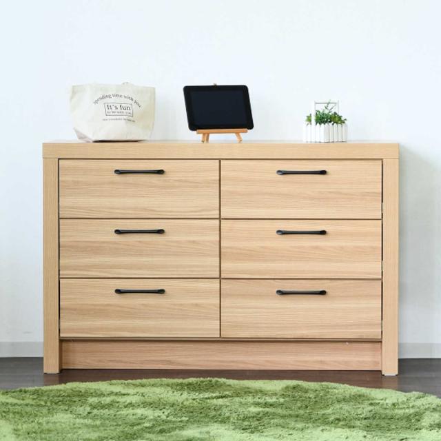 チェスト 3段2列 オーク柄 ナチュラルデザイン 約幅120cm （ ラック たんす 箪笥 収納 リビングチェスト 引出し 棚 家具 完成品 三段 六杯 スライドレール 北欧 ナチュラル モダン 引き出し ）_9