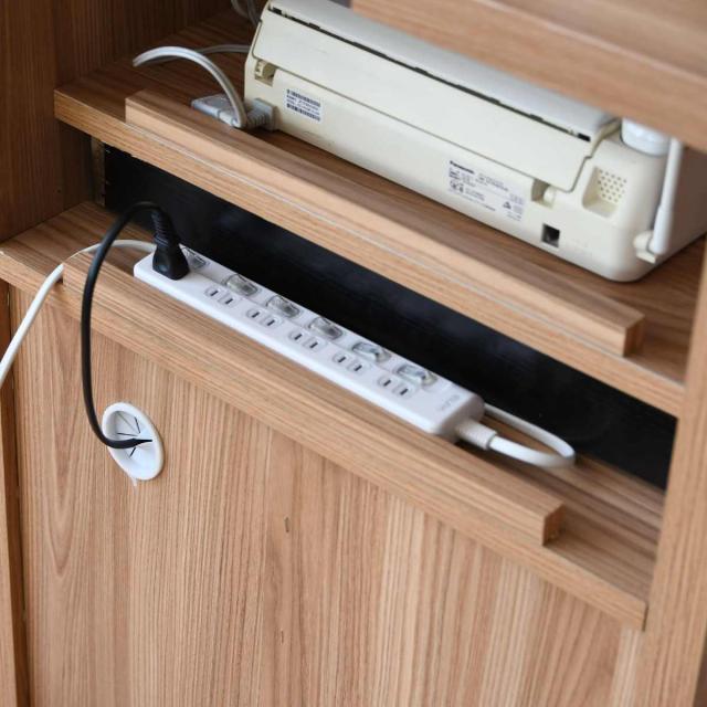 ファックス台 オーク柄 ナチュラルデザイン 幅45cm （ 電話台 ルーター収納 収納 家具 棚 ラック 可動棚 完成品 キャビネット 玄関収納 リビング FAX台 ブラウン ナチュラル 引出し ）_7