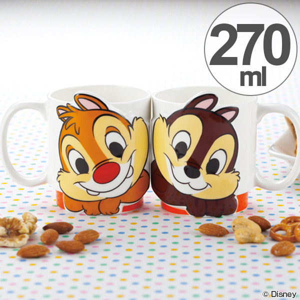 マグカップ ペア チップ＆デール LOVE セット 磁器 食器 キャラクター （ 食洗機対応 コップ 電子レンジ対応 マグ カップ 大人 子供 洋食器 チップ デール チップとデール 箱入り ディズニー ）